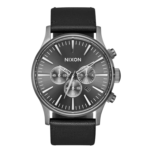 Nixon Herren Analog Japanisches Quarzwerk Uhr mit Leder Armband A1391-680-00 von Nixon