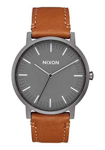 Nixon Armbanduhr Porter Leder Gunmetal / Charcoal / Taupe von Nixon