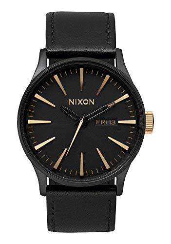 Nixon Armbanduhr Sentry Leder Matte Black / Gold von Nixon