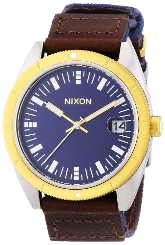 Nixon Herren-Armbanduhr XL Rover Navy/Brown/Gold Analog Quarz Verschiedene Materialien A3551429-00 von Nixon