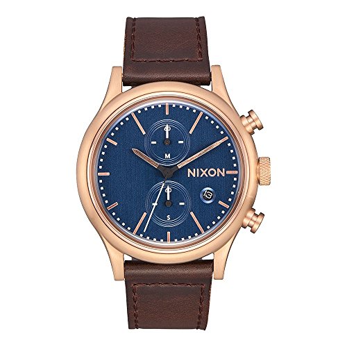 Nixon Herren Chronograph Quarz Uhr mit Leder Armband A1163-2629-00 von Nixon