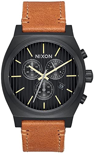 Nixon Herren Chronograph Quarz Uhr mit Leder Armband A1164-2664-00 von Nixon