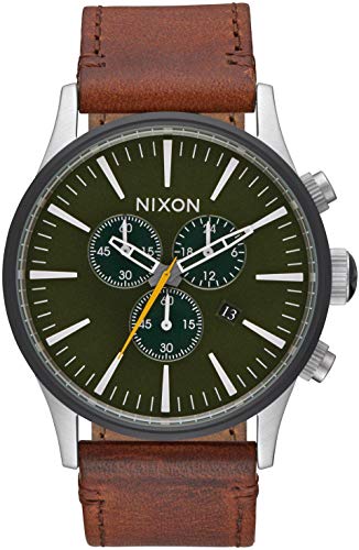Nixon Herren Chronograph Quarz Uhr mit Leder Armband A4052334-00 von Nixon