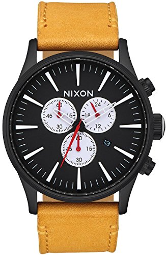 Nixon Herren Chronograph Quarz Uhr mit Leder Armband A4052448-00 von Nixon