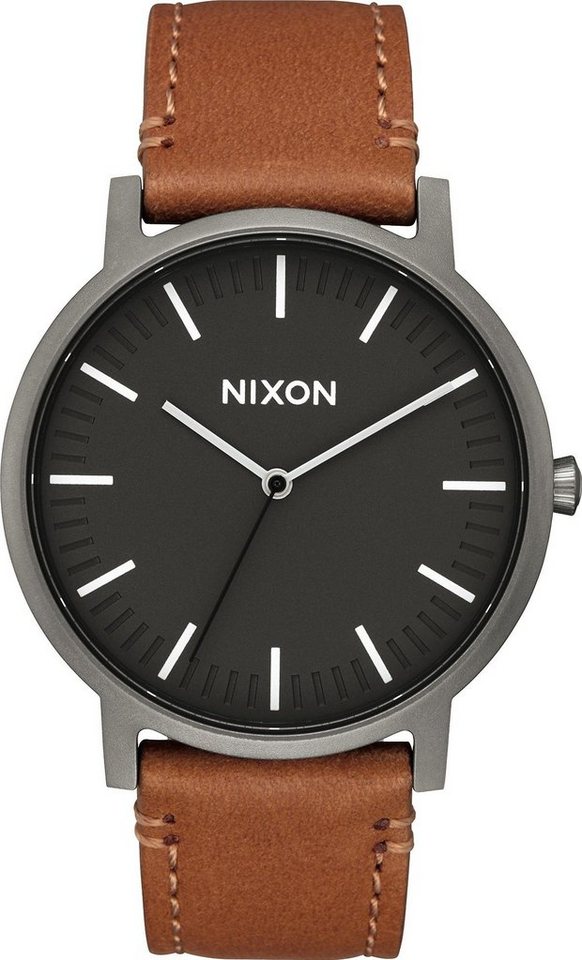Nixon Mechanische Uhr Porter Leather Herrenarmbanduhr von Nixon