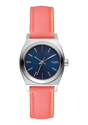 NIXON Small Time Teller Leather - Pring 2017- Navy/Bright Coral, Navy/Bright Coral, One Size, Riemen von Nixon