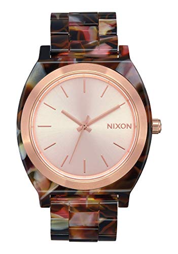 Nixon Time Teller Acetate Damenuhr Analog Quarz mit Acetat Armband Rose Gold / Pink Tortoise von Nixon