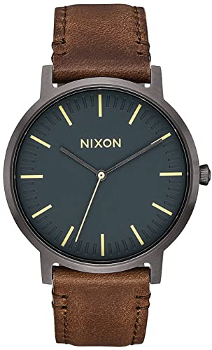 Nixon Unisex Erwachsene Analog Quarz Uhr mit Leder Armband A1058-2757-00 von Nixon