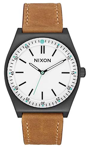 Nixon Unisex Erwachsene Analog Quarz Uhr mit Leder Armband A1188-2770-00 von Nixon