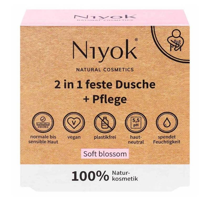 Niyok Feste Duschseife 2in1 feste Dusche+Pflege - Soft blossom 80g von Niyok