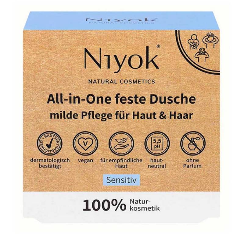 Niyok Feste Duschseife All-in-One feste Dusche Haut+Haar - Sensitiv 80g von Niyok