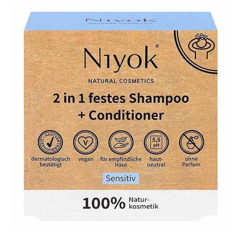 Niyok Festes Haarshampoo 2in1 festes Shampoo+Conditioner - Sensitiv 80g von Niyok