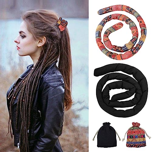 2 Stück Spiral Lock Haarbinde Dreadlock Zubehör Dreadlock Haargummi Spirale Stoff Dreadlock Für Frauen Und Männer Pferdeschwanz Halter Bunte Biegbare Haarbinder Lange Dreads Dicke Lockige Haarhalter von Nizirioo
