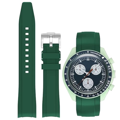 Niziruoup 20mm Silikon Armband für Omega x Swatch MoonSwatch Speedmaster, Gebogenes Weiches Silikon Gummi Armband Omega x Swatch MoonSwatch Ersatzband Uhrenarmbänder Kautschuk von Niziruoup
