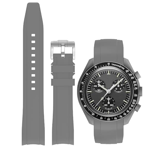 Niziruoup 20mm Silikon Armband für Omega x Swatch MoonSwatch Speedmaster, Gebogenes Weiches Silikon Gummi Armband Omega x Swatch MoonSwatch Ersatzband Uhrenarmbänder Kautschuk von Niziruoup