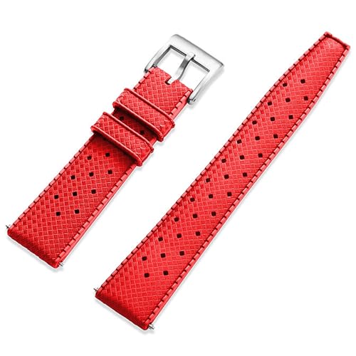 Niziruoup Uhrenarmbänder 20mm Tropical Original FKM Fluorkautschuk Armband mit Schnellverschluss Belüftete Weiche Langlebig FKM Kautschuk Ersatzarmbänder, Uhrenarmband für Uhr, Gummi, Rot von Niziruoup