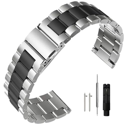 Niziruoup Edelstahl-Uhrenarmband, Schnellverschluss, 16 mm, 18 mm, 20 mm, 22 mm, 24 mm, universal, klassisch, Premium-Uhrenarmband aus gebürstetem Metall, Smartwatch-Ersatzband, für Herren und Damen, von Niziruoup