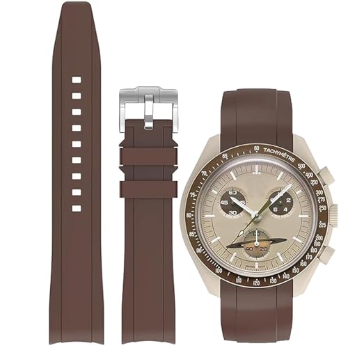 Niziruoup Silikon Armband für Omega x Swatch MoonSwatch/Rolex Uhr,Gebogenes Weiches Silikon Gummi Armband Omega x Swatch MoonSwatch Speedmaster Ersatzband Uhrenarmbänder Kautschuk 20mm von Niziruoup