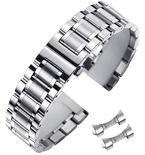 Niziruoup Edelstahl Uhrenarmbänder 14mm 16mm 18mm 19mm 20mm 21mm 22mm 24mm Metallarmband Ersatzarmband für Smartwatch Herren Damen mit Geraden und Gebogenen Ende von Niziruoup