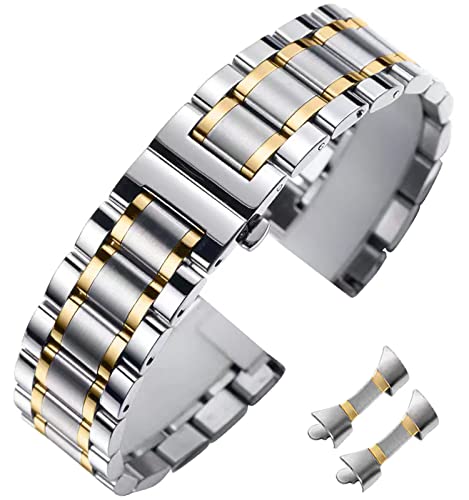 Niziruoup Edelstahl Uhrenarmbänder 14mm 16mm 18mm 19mm 20mm 21mm 22mm 24mm Metallarmband Ersatzarmband für Smartwatch Herren Damen mit Geraden und Gebogenen Ende von Niziruoup