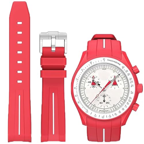 Niziruoup Kautschuk Armband für Uhr Omega x Swatch MoonSwatch Uhr 20mm Gebogenes Weiches Gummi Ersatzband Original Kautschuk Armband Sport Uhrenarmband Damen Herren von Niziruoup