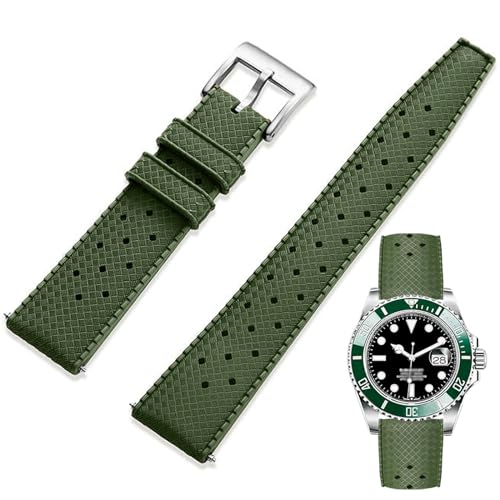 Niziruoup 18mm Uhrenarmband Fluorkautschuk Armband Universal Tropical Style Uhrenarmband mit Schnellverschluss Ersatzarmbänder Wasserdichte Weiche Langlebig Rubber Watch Strap, für Uhr, FKM Gummi von Niziruoup