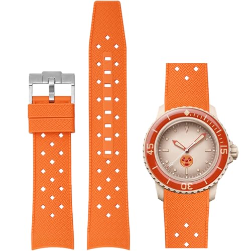 Niziruoup Uhrenarmbander für Blancpain X Swatch Fifty Fathoms, Tropischer Stil Silikon Kautschuk Armband Gebogenes Ende Weiches Silikonkautschuk Ersatzband 22mm mit Werkzeug entfernen von Niziruoup