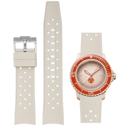 Niziruoup Uhrenarmbander für Blancpain X Swatch Fifty Fathoms, Tropischer Stil Silikon Kautschuk Armband Gebogenes Ende Weiches Silikonkautschuk Ersatzband 22mm mit Werkzeug entfernen von Niziruoup