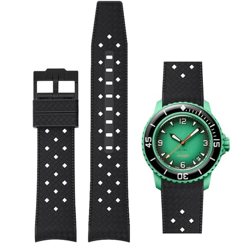 Niziruoup Uhrenarmbander für Blancpain X Swatch Fifty Fathoms, Tropischer Stil Silikon Kautschuk Armband Gebogenes Ende Weiches Silikonkautschuk Ersatzband 22mm mit Werkzeug entfernen von Niziruoup