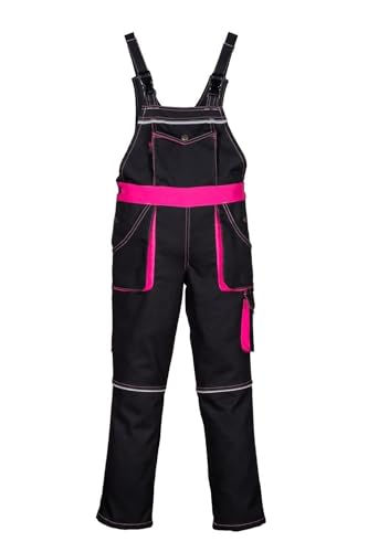 Nizo B KINDERLATZHOSE IN SCHWARZ PINK (152) - - Mädchenhose Jungenhose Jungen GartenhosE Freizeithose Latzhose Kinder Arbeitshose Kinderhose MÄDCHEN Hose Unisex von Nizo