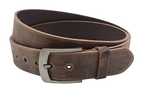 Nk Belt 4cm echter brauner Büffelleder Gürtel Handgemacht Leder 80cm-145 cm (125cm Gesamtlänge 135cm) von Nk Belt