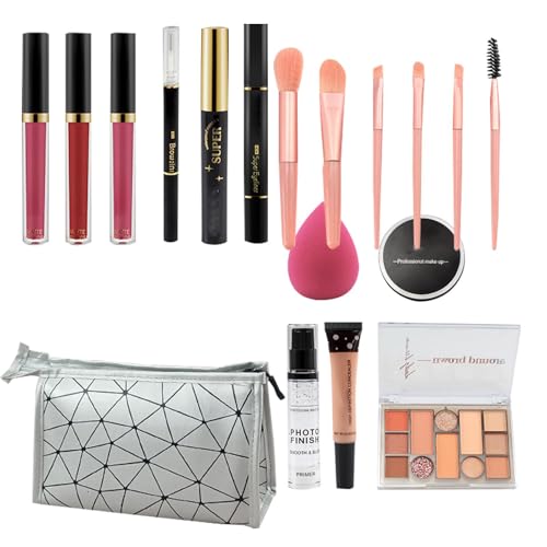 Professionelles Make-up-Set | Make-up-Set Damen | Komplettes Make-up-Set | Make-up-Set für Damen, komplettes Make-up-Set, Lidschatten-Lippenstift-Set, Make-up-Aufbewahrungstaschen-Set, verspiegeltes M von Nkmujil