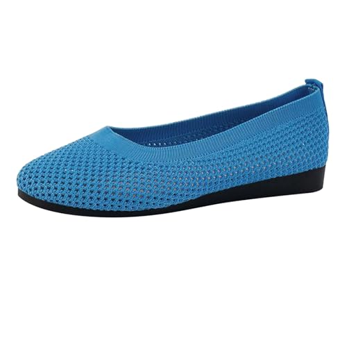 Bootsschuhe Damen Stoff Ballerinas - Womens Frauen Sneaker rutschfest Elegant Barfußschuhe Sportlich Sommerschuhe Sportschuhe Runde Zehe Flat Sommerschuhe Stricken Tanzschuhe Flach Ballerinas von Nlaayong