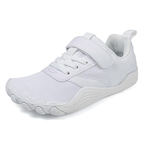 Nlaayong Barfussschuhe Kinder Breite Barfuss Schuhe Atmungsaktiv Leicht Laufschuhe Junge Mädchen Weich rutschfest Trekkingschuhe Sneaker Kinderschuhe mit Klettverschluss Unisex von Nlaayong