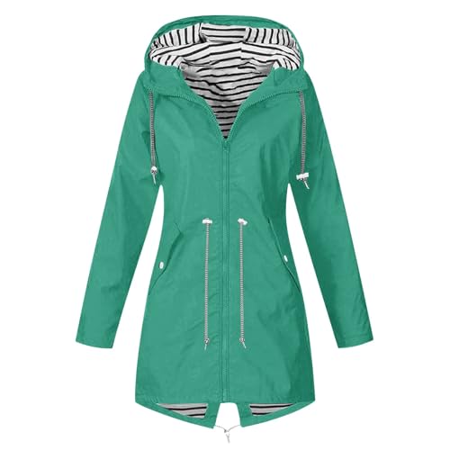 Nlaayong Damen Leichte Wasserdichte Regenjacke Regenmantel Mit Kapuze Wasserdicht Windbreaker Übergangsjacke Atmungsaktiv Mantel von Nlaayong