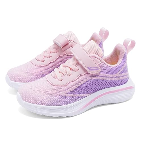 Nlaayong Sneaker Mädchen Mesh Klettverschluss Leicht Laufschuhe Sportschuhe Minimalistische Hallenschuhe Festliche Flach Straßenlaufschuhe von Nlaayong