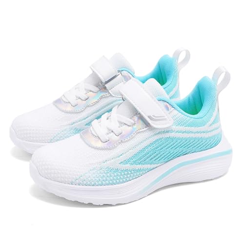 Nlaayong Sneaker Mädchen Mesh Klettverschluss Leicht Laufschuhe Sportschuhe Minimalistische Hallenschuhe Festliche Flach Straßenlaufschuhe von Nlaayong