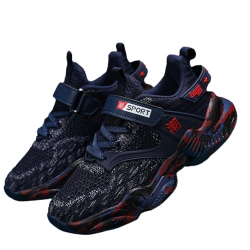 Nlaayong Turnschuhe Mädchen Schuhe Jungen Hallenschuhe Junge Sportschuhe Kinder Mesh Atmungsaktiv Kinderschuhe Outdoor Laufschuhe Sneaker Klettverschluss Wanderschuhe von Nlaayong
