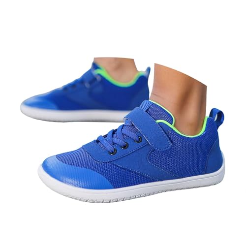 Nlaayong Unisex Kinder Barfußschuhe Breite Junge Mädchen Minimalistische mit Klettverschluss Laufschuhe für Fitness Traillauf Freizeit Atmungsaktiv Leicht rutschfest Sneaker Komfortable von Nlaayong