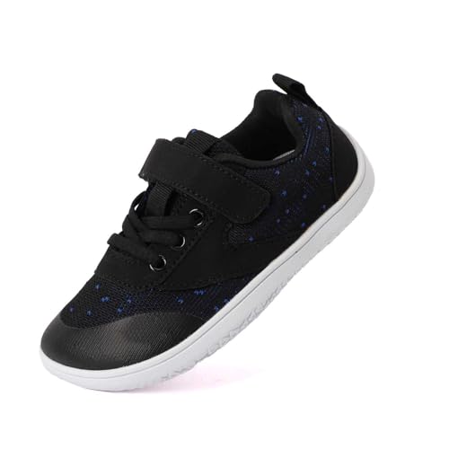 Nlaayong Unisex Kinder Barfußschuhe Breite Junge Mädchen Minimalistische mit Klettverschluss Laufschuhe für Fitness Traillauf Freizeit Atmungsaktiv Leicht rutschfest Sneaker Komfortable von Nlaayong