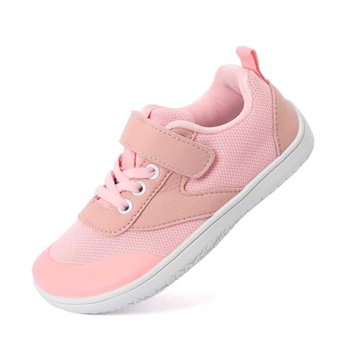 Nlaayong Unisex Kinder Barfußschuhe Breite Junge Mädchen Minimalistische mit Klettverschluss Laufschuhe für Fitness Traillauf Freizeit Atmungsaktiv Leicht rutschfest Sneaker Komfortable von Nlaayong