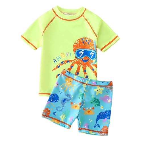 Nlaayong Unisex Kinder Uv-Schutz Bade-Set zweiteilig Schwimmshirt Badeshorts Badebekleidung Kleidung von Nlaayong