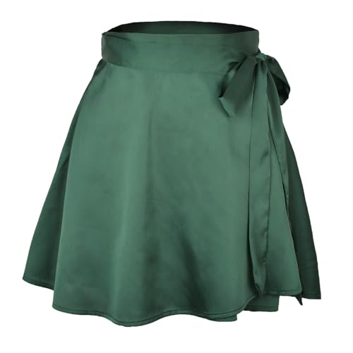 Satin Rock Damen Kurz Wickelrock Einfarbig Satinröcke Mini Länge A Linie High Waist Sommer Bequeme Damenrock Hohe Taille Lässig Atmungsaktiv Röck Kurz Minirock A-Linie Rock von Nlaayong