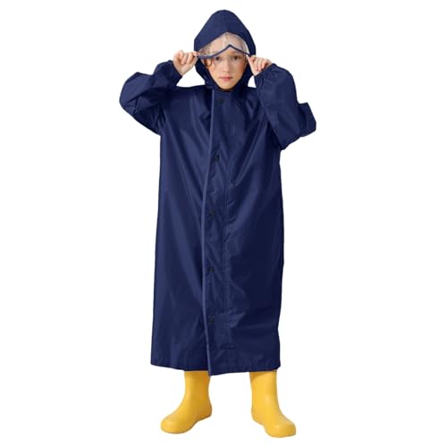 Unisex Kinder Regenponcho Lang Leichter Regenjacke Wasserdicht Regenmantel Jungen Mädchen Wiederverwendbar Regencape mit Kapuze & Rucksackabdeckung Regenbekleidung für Schule Fahrrad Wandern Camping von Nlaayong