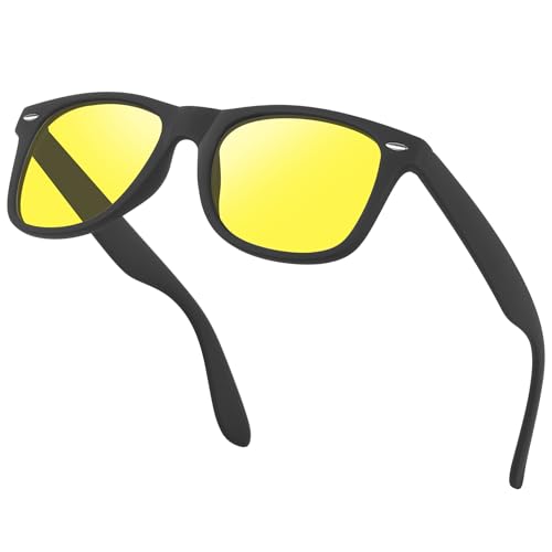 Nlieanuc Nachtsichtbrille zum Autofahren Polarisierte Sonnenbrille Gelbe Gläser Nachtbrille Herren Damen Autofahrer Nachtfahrbrille filtert Licht Night Vision Goggles von Nlieanuc