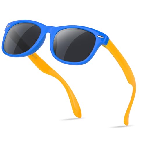 Nlieanuc Sonnenbrille Kinder 3-10 Jahre für Jungen Mädchen Polarisierte Kindersonnenbrille UV400 Schutz mit Gummi Rahmen von Nlieanuc