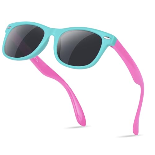 Nlieanuc Sonnenbrille Kinder 3-10 Jahre für Jungen Mädchen Polarisierte Kindersonnenbrille UV400 Schutz mit Gummi Rahmen von Nlieanuc