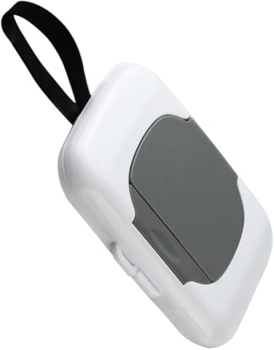 1 x Reise-Tücher-Halter, wiederverwendbare Feuchttücher-Behälter, Box, Kinderwagen, hängende Spender, nachfüllbar, sichere Nassaufbewahrung und Halter (grau) von Nlinlin