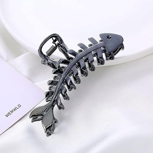 Schwarze Haarspangen in Fischgrätenform, Metall, groß, rutschfest, nicht gebrochen, starker Halt, modisches Accessoire für Damen und Mädchen, mit langen, dicken, dünnen Locken Schwarze Haarspangen in Fischgrätenform, Metall, groß, rutschfest, nicht gebrochen, starker Halt, modisches Accessoire für Damen und Mädchen, mit langen, dicken, dünnen Locken von Nlinlin