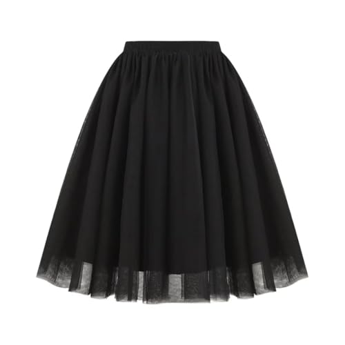 Nlqhyrexion Tüllrock Damen, Halloween Mittellanger Rock, Tütü Damen, 50er Rock, Kostüm Damen für Halloween Karneval(Schwarz) von Nlqhyrexion